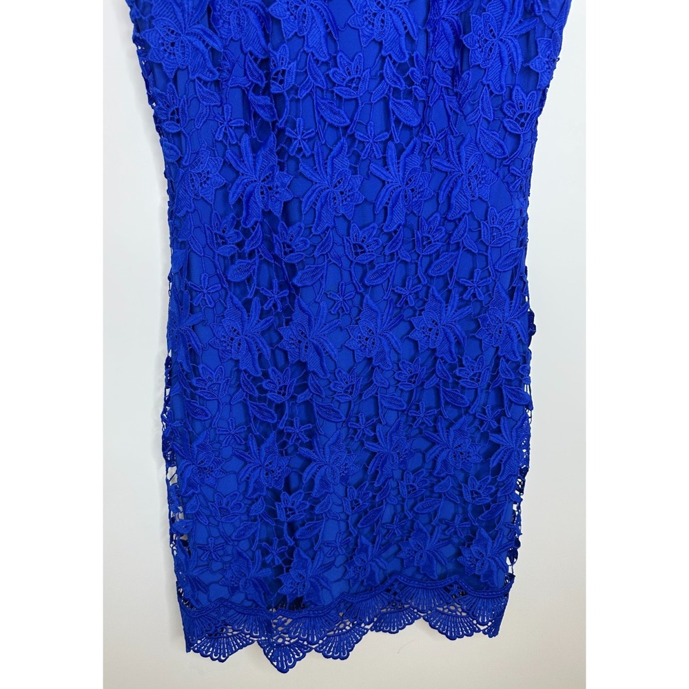 Lauren Ralph Lauren Royal Blue Floral Lace Overlay Sleeveless Sheath Dress Sz 10 - Picture 5 of 15